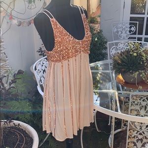 Free People peach sequin mini-dress